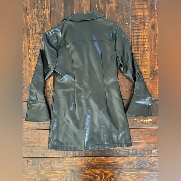 Cinq a sept Alizee Vegan Leather Mini Shirt Dress in Black. Size 10. NWT. - Picture 6 of 9